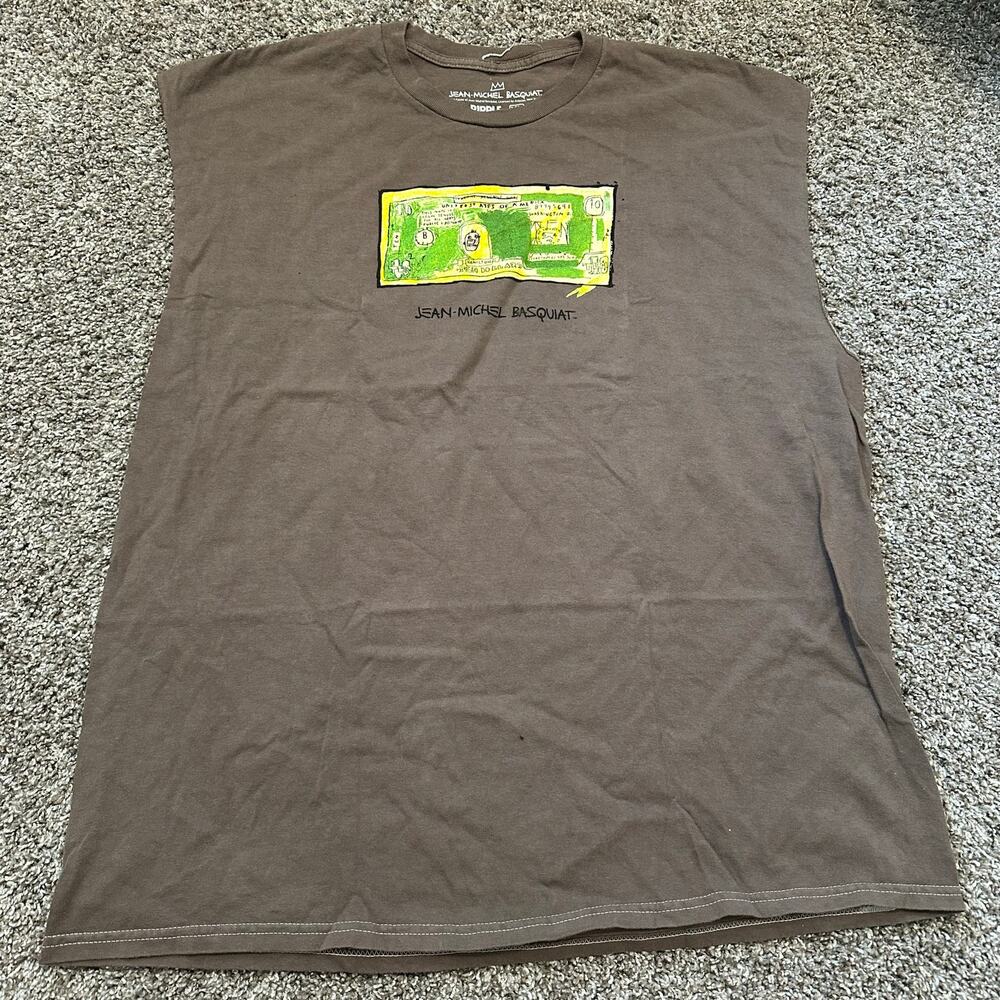 JEAN-MICHEL BASQUIAT Men's Basquiat Bird On Money Sleeveless T-Shirt Size XL